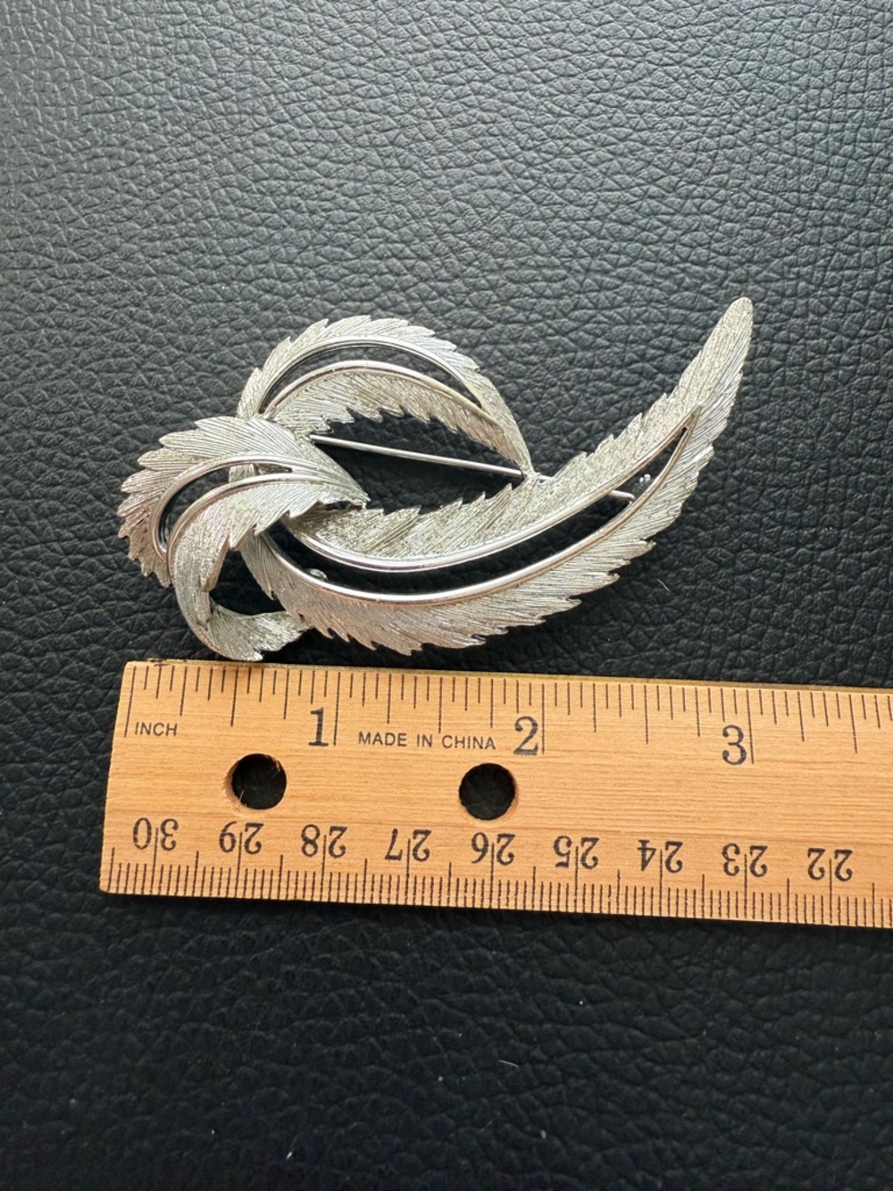 Vintage Sarah Coventry Silver-Tone Leaf Swirl Brooch